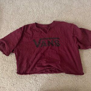 Large maroon cropped Vans shirt